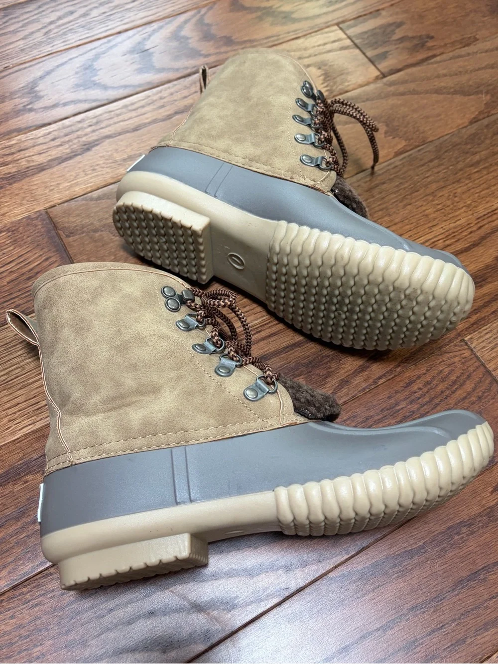 Marleylilly Waterproof Duck Boots in Tan and Brown Size 7